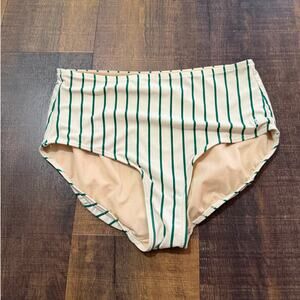 Albion Fit Coast to Coast Emerald Green Stripe High Waisted Swimsuit Size Small